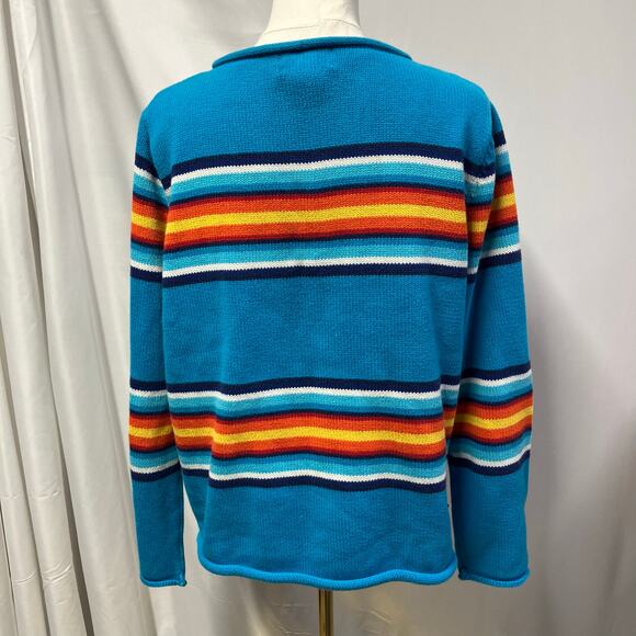 Vintage Y2K Lauren‎ Ralph Lauren Mock Neck Striped Sweater Bright Womens Large - Picture 10 of 13